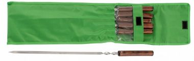 Набор шампуров плоских, 650 мм, с цельной деревянной рукояткой, в чехле, 6 шт, Camping PALISAD 69682 ― PALISAD