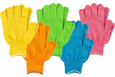 Перчатки в наборе, цвета: зеленый, розовая фуксия, желтый, синий, оранжевый, ПВХ точка, L PALISAD 67854 ― PALISAD
